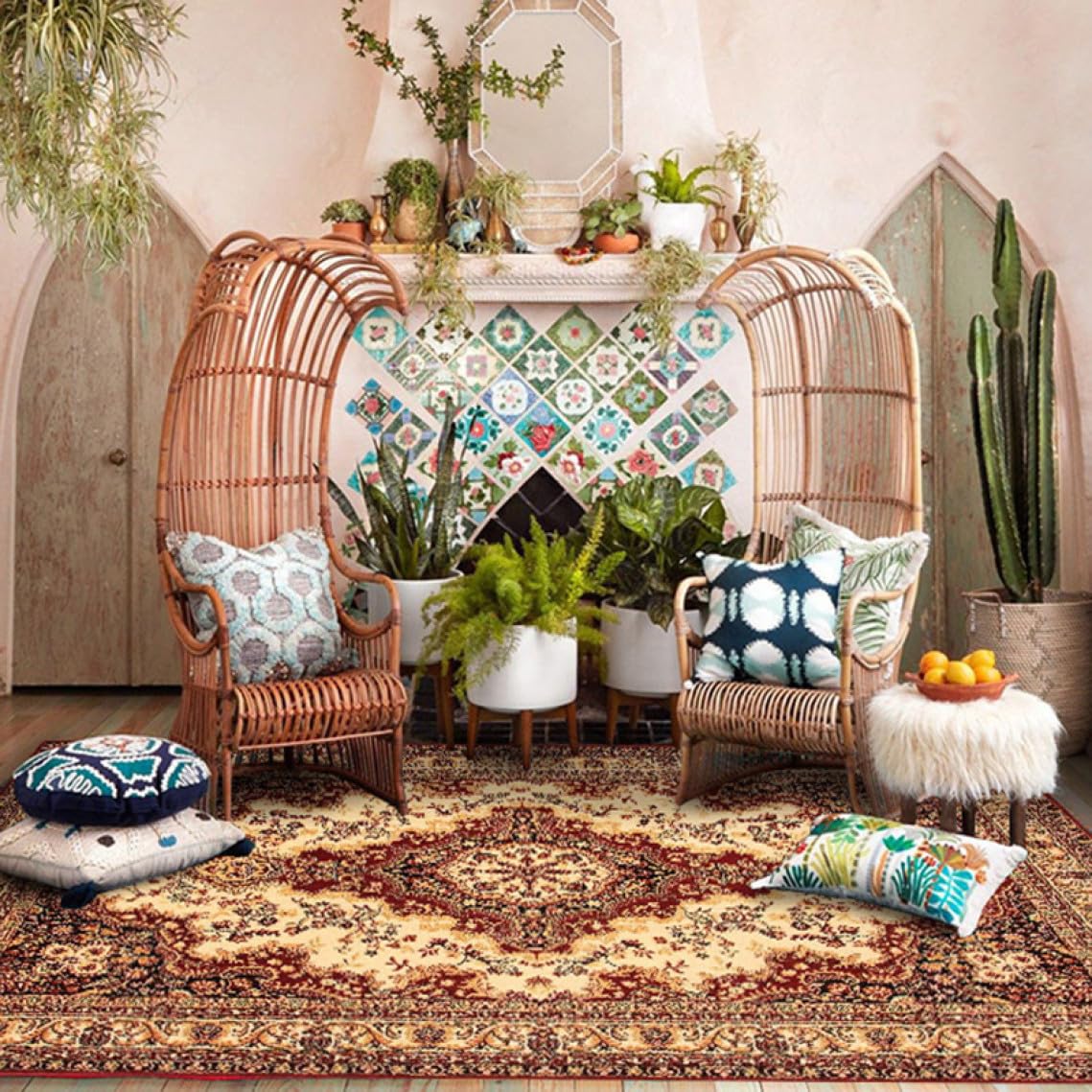 Amazon | ペルシャ絨毯風 ラグ ダイニングラグ ダイニング